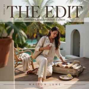 Vacation capsule wardrobe packed with linen clothing for summer travel.