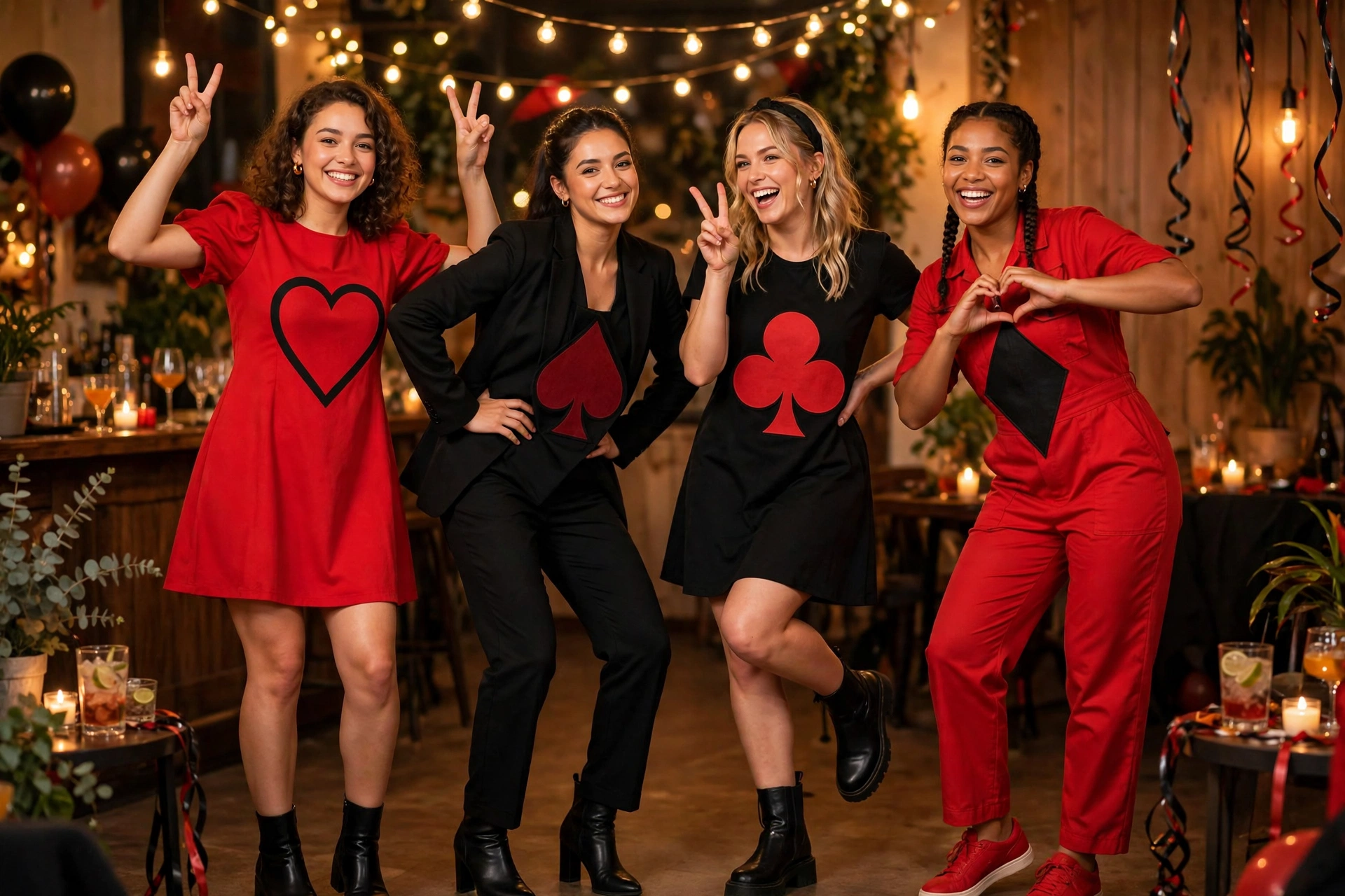 Group of women dressed as card suits, group halloween costumes for women