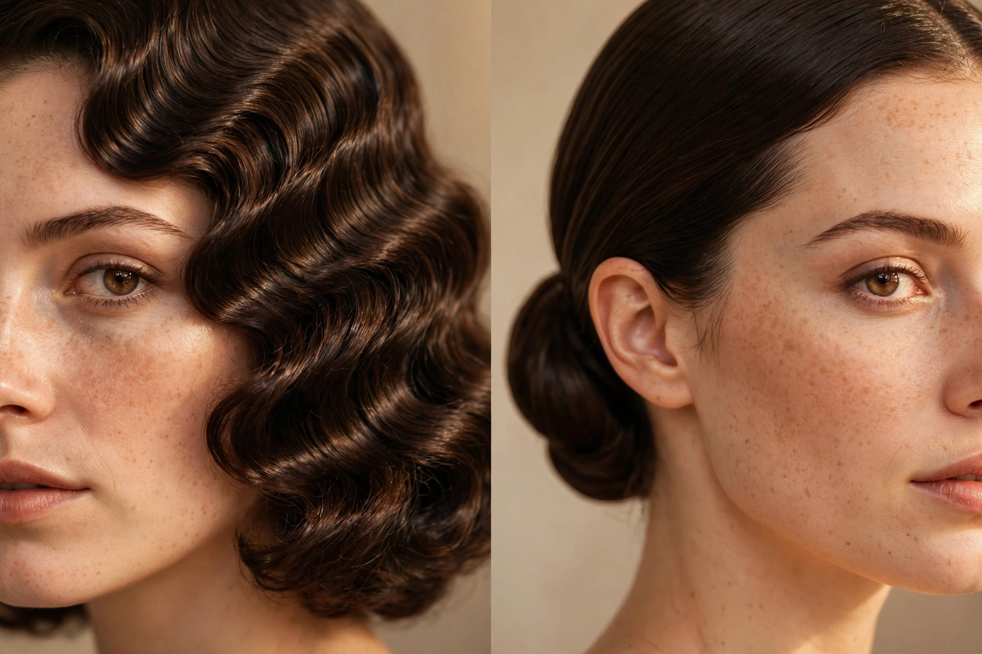 Old Hollywood waves and sleek bun, halloween hairstyles for women