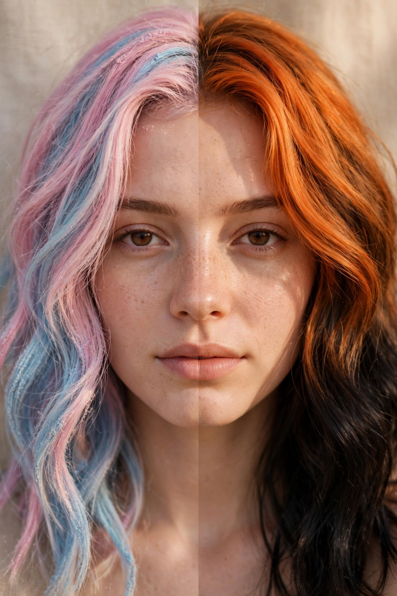 Pastel and orange-black ombré hair color, halloween hair color ideas
