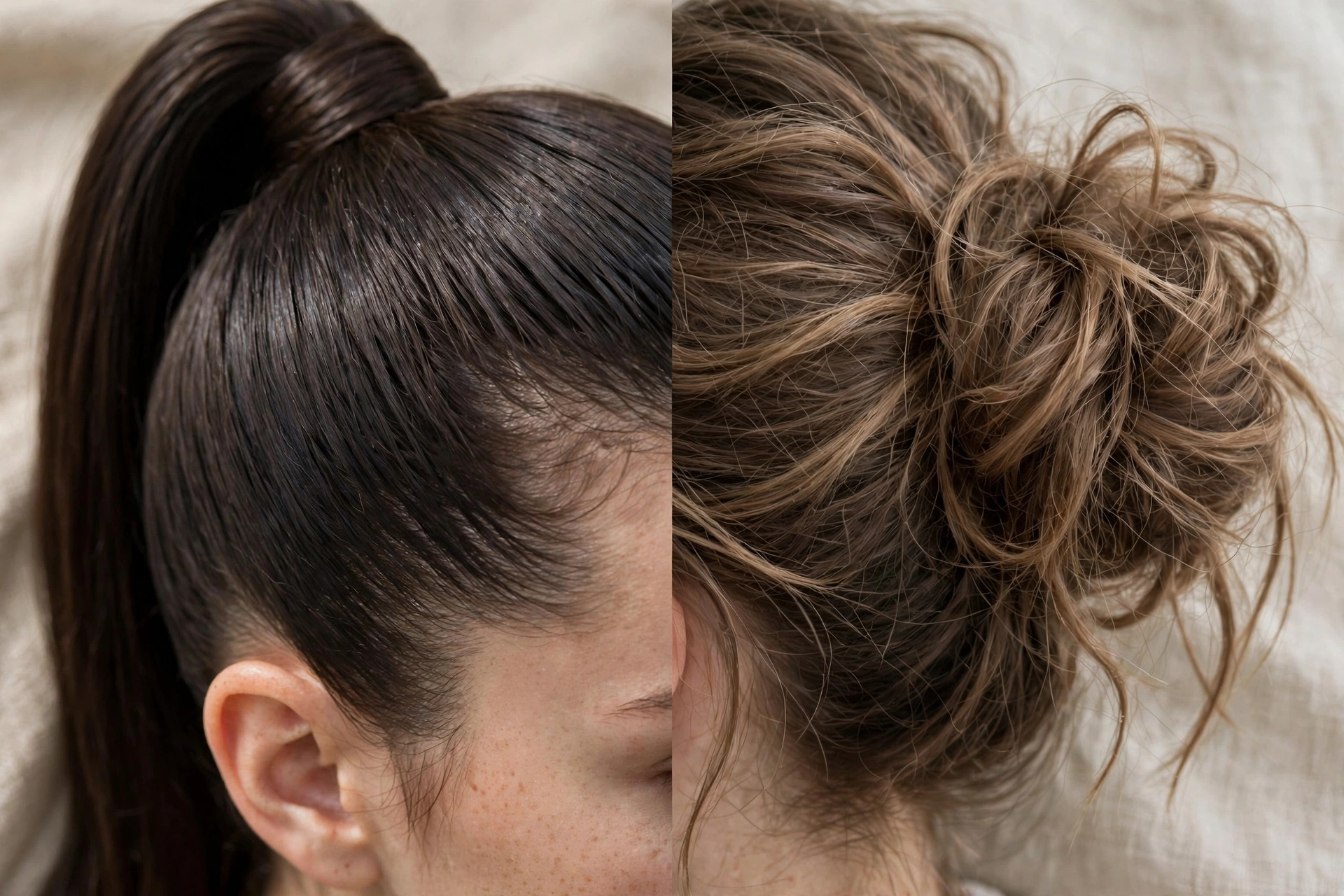 High ponytail and messy bun, quick halloween hairstyles for women