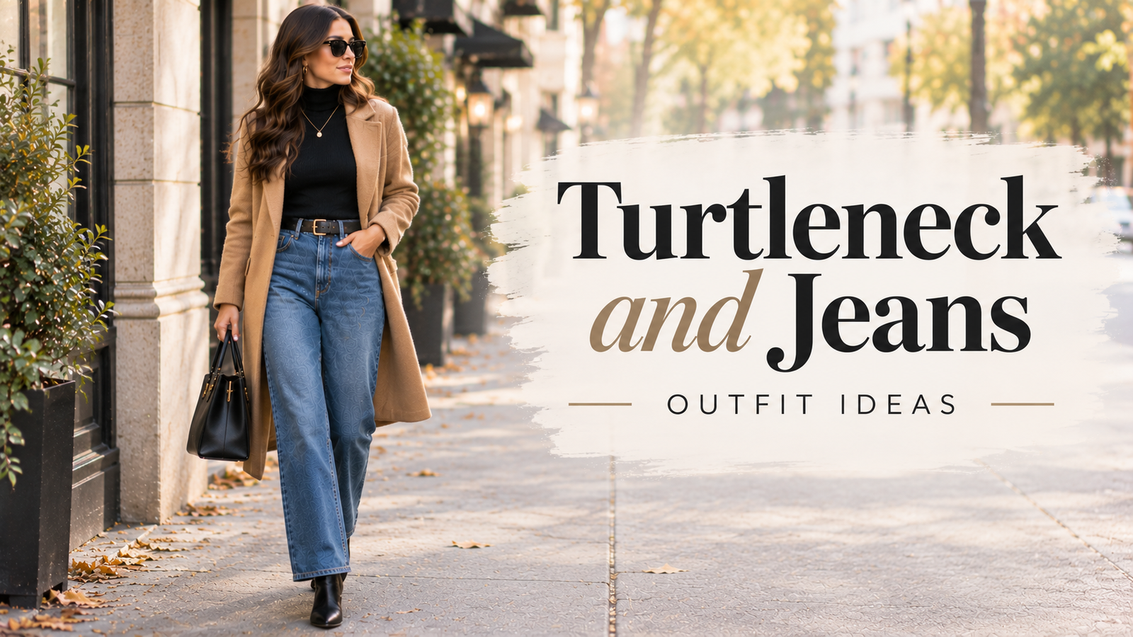 Turtleneck and jeans outfit idea for a chic fall look