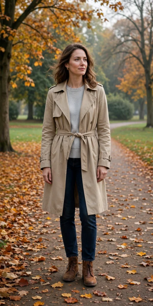 Core 50 degree weather outfits with trench coat and ankle boots