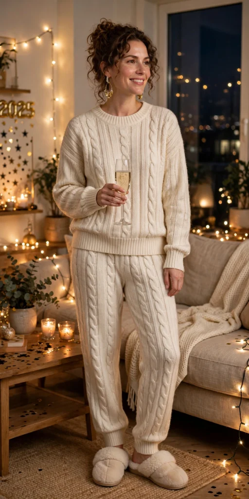 Night in casual new year's eve outfits with cozy lounge set