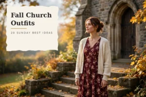 Fall church outfits featuring midi dresses, sweaters, and skirts