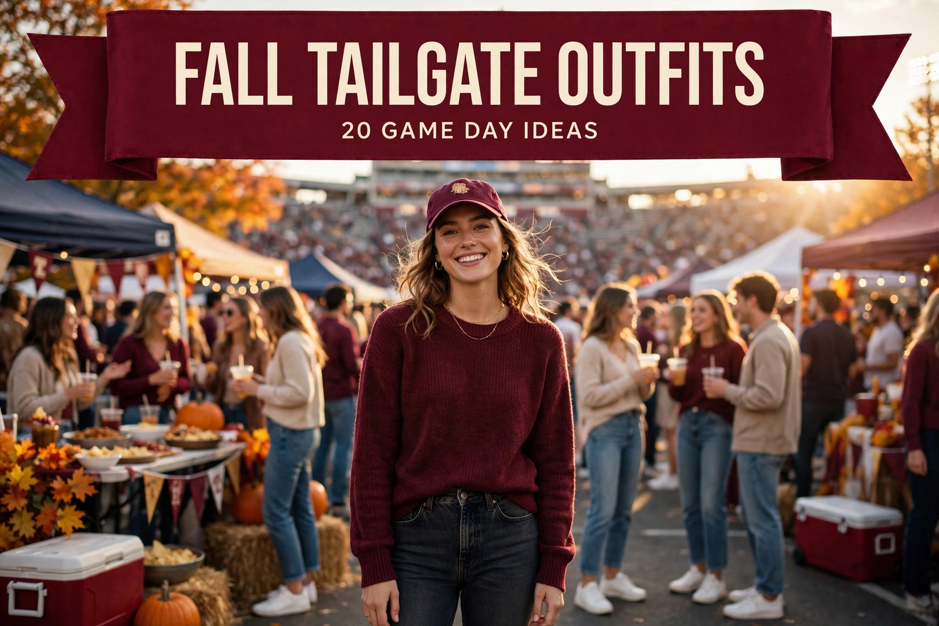 Fall tailgate outfits with team colors and cozy game day style
