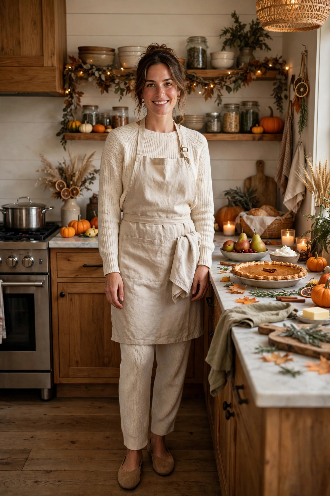 Thanksgiving dinner outfits for hosts with a cozy knit set